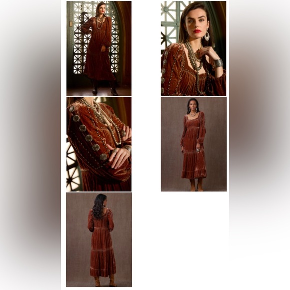 Exquisite Double D Ranch silk Velvet dress Size M - Picture 2 of 7